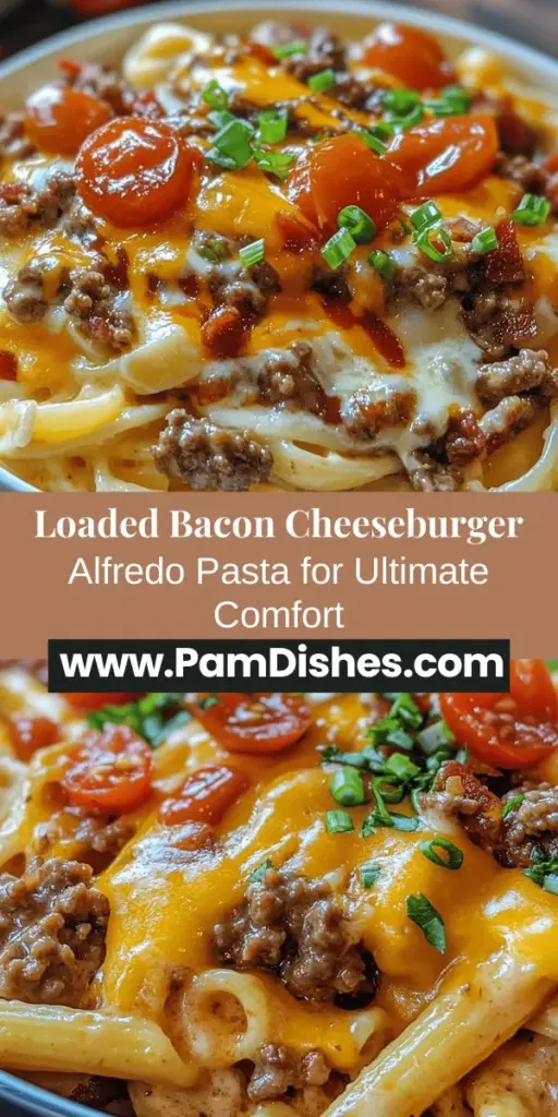 Indulge in the ultimate comfort food with Loaded Bacon Cheeseburger Alfredo Pasta! This dish combines creamy Alfredo sauce with the heartiness of bacon, ground beef, and two types of cheese for an unforgettable culinary experience. Perfect for family dinners or gatherings, this recipe offers a delightful fusion of flavors, making it the ultimate treat after a long day. Enjoy the rich textures and savory taste that will warm your heart and satisfy your cravings!