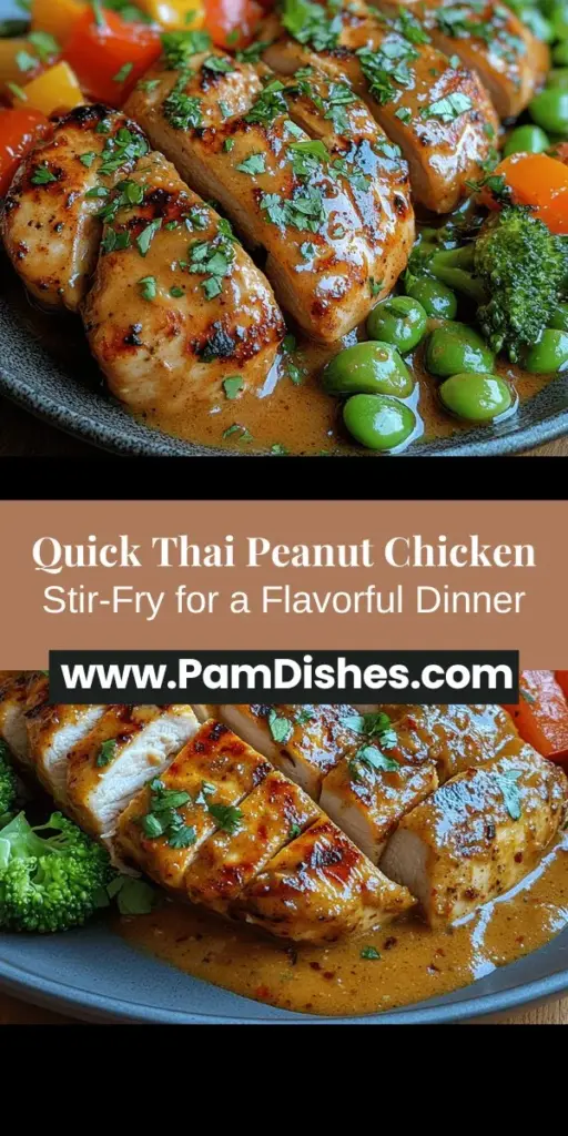 Discover the vibrant flavors of Thailand with this delicious Thai Peanut Chicken Stir-Fry! This easy recipe combines tender chicken, colorful vegetables, and a creamy peanut sauce to create a satisfying meal that’s perfect for busy weeknights or impressing guests. With fresh ingredients and quick preparation, you can whip up a nourishing and visually appealing dish that delights the taste buds. Try it today and savor the rich, nutty flavor right in your own kitchen!