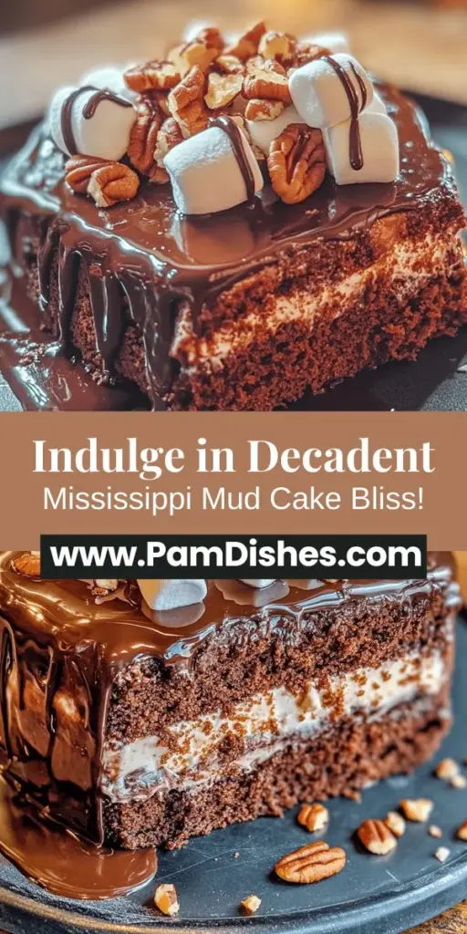 Indulge in the rich, chocolatey goodness of Mississippi Mud Cake with this easy recipe! Famous for its fudgy texture and decadent layers of marshmallows and silky ganache, this dessert is perfect for any occasion. Gather your ingredients, follow our step-by-step guide, and enjoy a slice of this comforting treat that brings everyone together. Your taste buds will thank you! #MississippiMudCake #DessertRecipes #ChocolateLovers #BakingJoy #SweetTreats #ComfortFood
