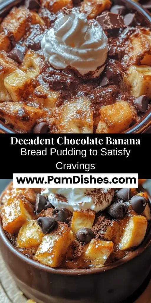 Indulge in the ultimate comfort food with this Decadent Chocolate Banana Bread Pudding! This luxurious dessert transforms stale banana bread into a rich and creamy delight, perfectly combined with ripe bananas and gooey chocolate chips. Ideal for cozy nights or special gatherings, this recipe is a nostalgic treat that will impress everyone. Discover the magic of simple ingredients coming together in a heartwarming dessert. #ChocolateBananaBreadPudding #ComfortFood #DecadentDesserts #BakingJoy #SweetIndulgence