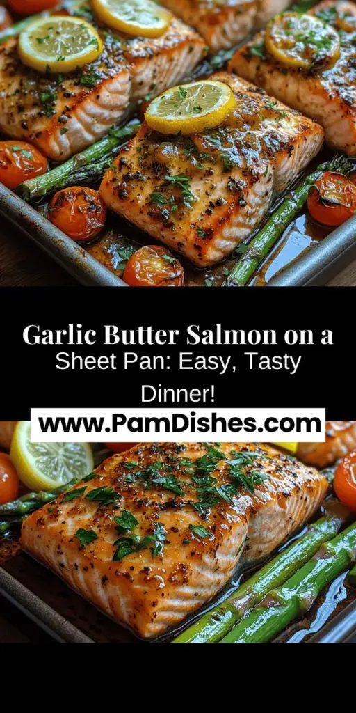 Looking for a quick, delicious, and healthy meal? Try Sheet Pan Garlic Butter Salmon with Vegetables! This flavorful dish features tender salmon paired with vibrant asparagus and cherry tomatoes, all roasted to perfection with a rich garlic butter sauce. Perfect for busy weeknights, this one-pan wonder delivers on taste and nutrition while keeping cleanup a breeze. Whip up this delightful recipe for a nutritious dinner that the whole family will love!