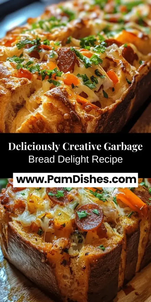 Discover the delightful and versatile Garbage Bread Delight, a perfect dish for any occasion! This unique recipe allows you to combine your favorite leftover meats, cheeses, and vegetables into a luscious, gooey bread. With a crusty exterior and customizable fillings, it's a hit for parties, family dinners, or as a tasty snack. Easy to make and adaptable to various dietary preferences, this comfort food will impress everyone at your table. Give it a try and unleash your culinary creativity!