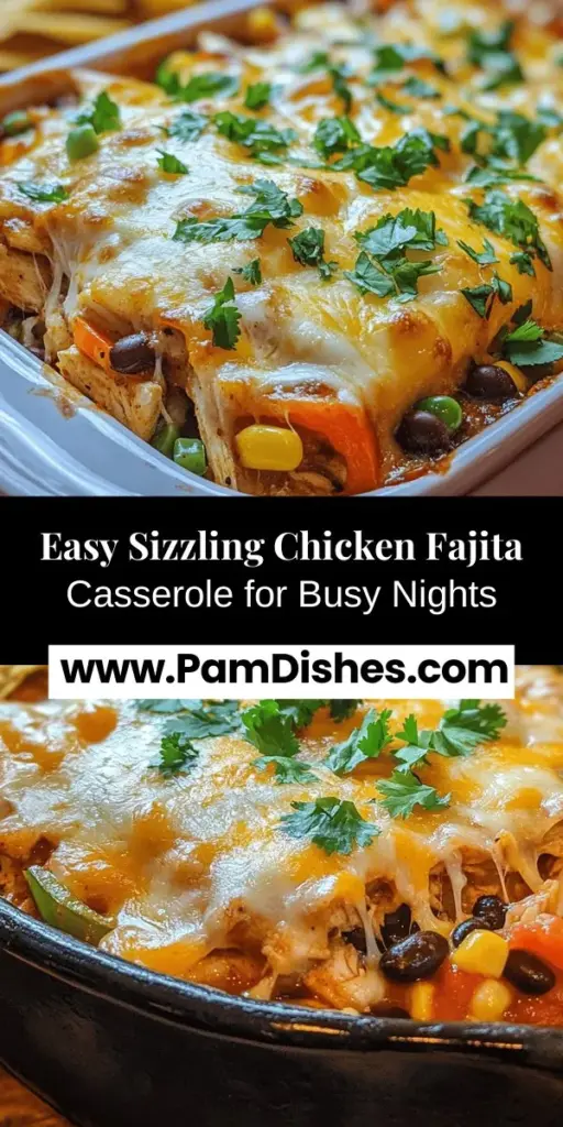 Discover the joy of mealtime with Sizzling Chicken Fajita Casserole, a hearty dish perfect for busy families. This flavorful casserole combines tender chicken, vibrant bell peppers, and spices, all baked to perfection. With its versatility, you can easily adapt it to fit dietary needs, making it a sure hit for family dinners or potlucks. Serve it with your favorite toppings and enjoy leftovers throughout the week. Try this easy recipe that’s as nutritious as it is delicious!