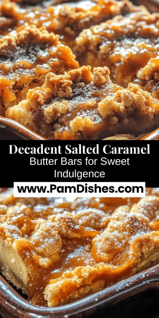 Create a delightful dessert experience with decadent salted caramel butter bars that are sure to impress! This recipe combines rich, buttery dough with luscious caramel, enhanced by a sprinkle of flaky sea salt for the perfect sweet-salty balance. Easy to make, these bars can be served at gatherings, enjoyed as a cozy snack, or gifted to loved ones. With their melt-in-your-mouth texture and layers of flavor, they’re destined to become a favorite indulgence for any occasion. Treat yourself and others with this irresistible sweet that’s as satisfying to bake as it is to eat!