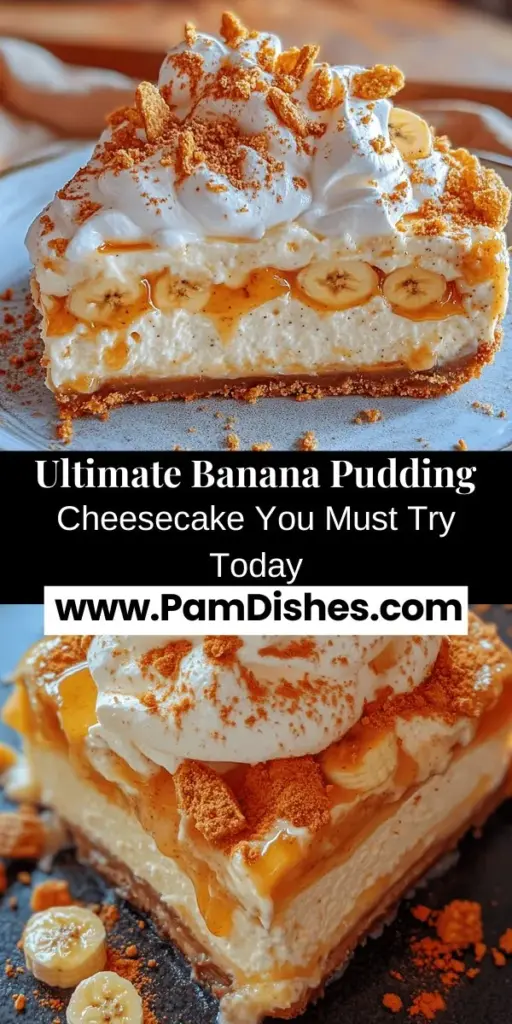 Experience the ultimate dessert fusion with this Banana Pudding Cheesecake! This delightful treat combines the rich, creamy texture of classic cheesecake with the nostalgic flavors of banana pudding and crunchy vanilla wafers. Perfect for any occasion, it's a crowd-pleaser that will impress family and friends alike. Discover the step-by-step guide to creating this creamy masterpiece that evokes joyful memories. #BananaPuddingCheesecake #DessertRecipe #BakingFromScratch #SweetTreats #CheesecakeLove #FoodieFaves