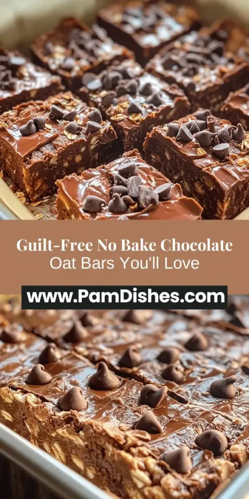 Discover the perfect guilt-free treat with these No Bake Chocolate Oat Bars! Whip them up in just 15-20 minutes for a delicious snack that combines the richness of dark chocolate, the creaminess of peanut butter, and the wholesome goodness of rolled oats. Packed with nutrients and customizable for any dietary preference, these bars are a hit with kids and adults alike. Enjoy a sweet indulgence that’s easy to make and healthier too! #HealthySnacks #NoBakeDesserts #ChocolateOatBars #QuickRecipes #GuiltFreeDesserts