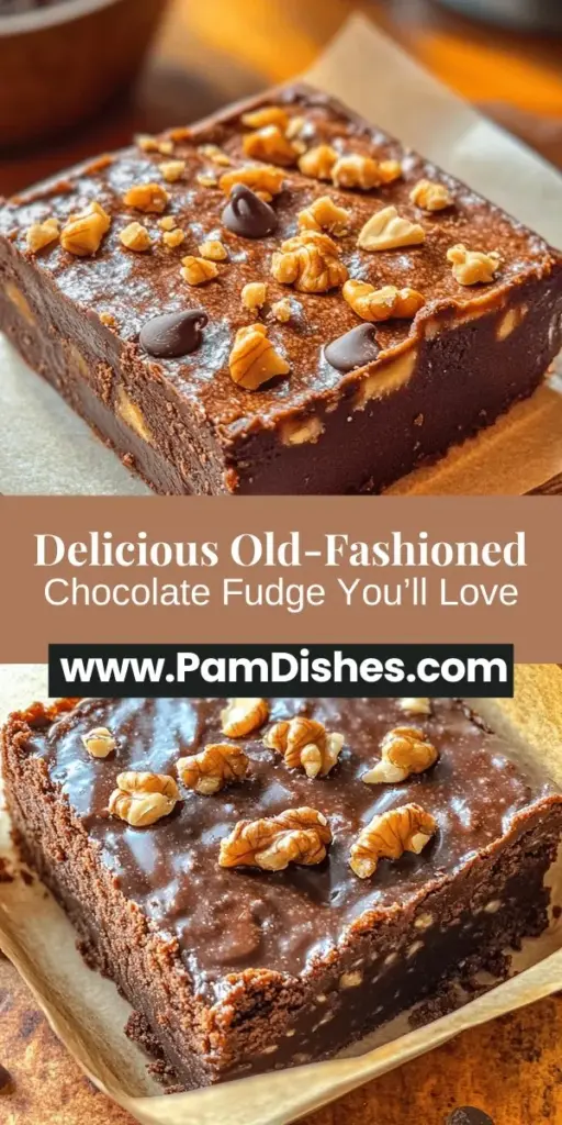 Create a delightful old-fashioned chocolate fudge that brings back fond memories and adds sweetness to any occasion. This rich, velvety treat is easy to make with just a few pantry staples like sugar, cocoa powder, butter, and chocolate chips. Perfect for holidays or family gatherings, fudge offers many customization options to suit your taste. Enjoy the comforting aroma of chocolate in your kitchen and indulge in this timeless recipe!