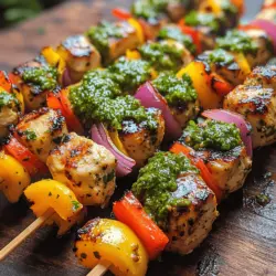 Chimichurri Grilled Chicken Skewers are a celebration of flavor and freshness, making them an ideal choice for outdoor gatherings and summer barbecues. This dish features succulent pieces of chicken marinated in a vibrant, herbaceous chimichurri sauce, paired with colorful vegetables that add a delightful crunch. Whether you’re planning a weekend cookout with friends or looking for a quick weeknight dinner solution, these skewers promise to please the palate and impress your guests.