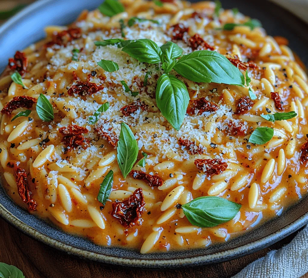 Creamy Sun-Dried Tomato Orzo is a delightful dish that elevates the humble pasta experience with its rich flavors and luxurious texture. This recipe combines the creamy goodness of heavy cream with the tangy, sweet notes of sun-dried tomatoes, creating a comforting meal perfect for any occasion. Whether you're looking for a quick weeknight dinner or a dish to impress guests, this creamy orzo will not disappoint.
