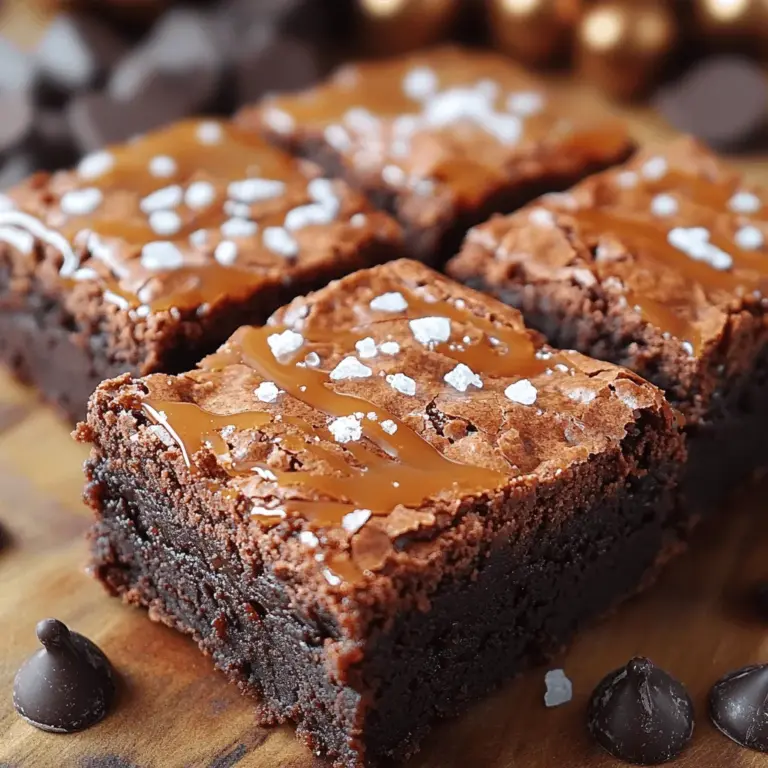 If you’re on the hunt for a dessert that combines the rich decadence of chocolate with the invigorating kick of coffee and the delightful sweetness of caramel, look no further than our Salted Caramel Mocha Fudge Brownies. These brownies are a true testament to the art of indulgence, perfectly marrying the flavors of deep cocoa, aromatic coffee, and a hint of sea salt. They’re not just a treat for the taste buds but also a visual feast, making them an ideal dessert for any occasion—be it a casual family gathering, a festive celebration, or a simple craving for something sweet.