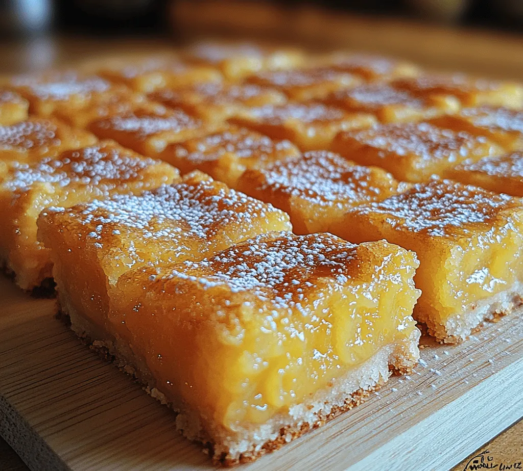 Lemon bars are a beloved classic dessert that perfectly balances sweetness with tartness. These delightful treats feature a buttery, crumbly crust topped with a creamy lemon filling, creating a harmonious blend of flavors that tantalizes the taste buds. Often served at picnics, parties, or as a refreshing end to a meal, lemon bars hold a special place in the hearts of dessert enthusiasts everywhere. The vibrant lemon flavor truly shines through, making them a go-to choice for those who appreciate a zesty kick in their sweets.