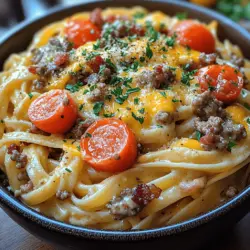 Delve into the rich and indulgent world of comfort food with our Loaded Bacon Cheeseburger Alfredo Pasta. This unique fusion dish combines the classic flavors of a cheeseburger with creamy Alfredo pasta, creating a meal that is not only satisfying but also incredibly versatile. Imagine the savory taste of a juicy cheeseburger melded with the comforting embrace of creamy pasta — it’s a match made in culinary heaven. Whether you're hosting a gathering for friends and family or simply craving something hearty and delicious, this recipe is sure to impress and satisfy even the pickiest eaters.