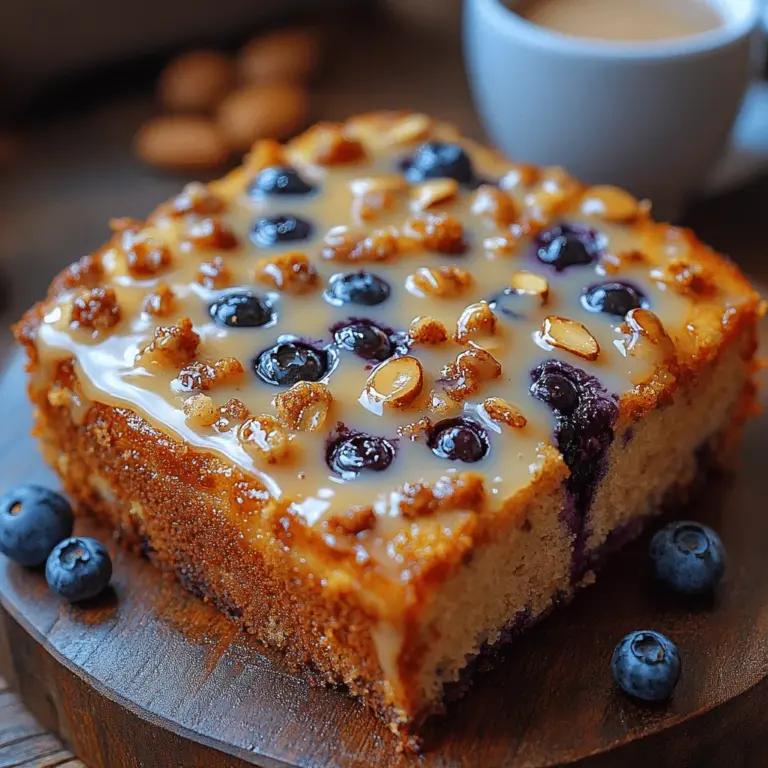 If you're in search of a delightful baked treat to elevate your breakfast, snack time, or dessert offerings, look no further than Blueberry Almond Coffee Cake. This cake is a harmonious blend of flavors and textures that will tantalize your taste buds and impress your guests. The combination of juicy blueberries, nutty almonds, and the rich, moist crumb make it a versatile option for any occasion. Whether you're hosting a brunch, enjoying a quiet morning at home, or simply indulging in a sweet snack, this coffee cake is sure to satisfy.