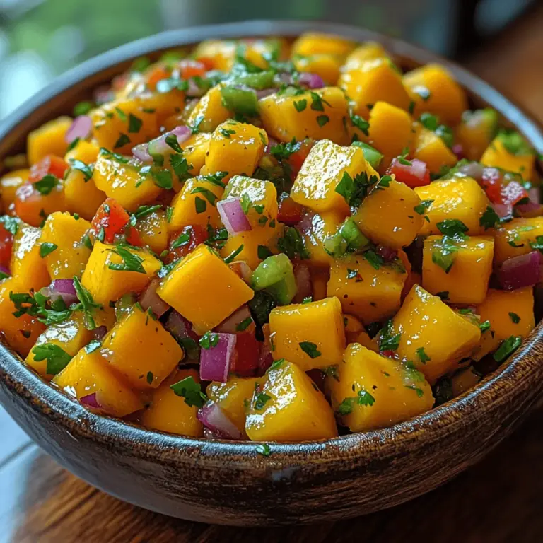 Mango salsa is a delightful and versatile condiment that brings a burst of flavor and color to any dish. Whether served as a zesty topping for grilled fish, a refreshing dip for tortilla chips, or a vibrant accompaniment to tacos, this salsa elevates meals with its bright, tropical essence. The allure of mango salsa lies not only in its taste but also in the ease with which it can be prepared. In an era where fresh ingredients and quick meal prep are essential for many home cooks, this recipe stands out as a go-to option for those looking to enhance their culinary repertoire without spending hours in the kitchen.
