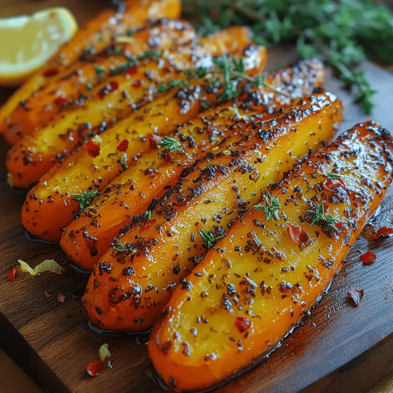 If you're in search of a side dish that marries sweetness with a hint of spice, look no further than Sweet & Spicy Honey Butter Roasted Carrots. This dish not only tantalizes the taste buds but also adds a beautiful pop of color to any plate, making it an excellent choice for both casual family dinners and festive gatherings. The contrast of the natural sweetness of carrots against the rich, buttery glaze infused with honey and a fiery kick from red pepper flakes creates a symphony of flavors that will leave you reaching for more.