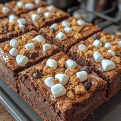 The flavor profile of s’mores is undeniably enchanting, featuring a harmonious blend of chocolate, crunchy graham crackers, and gooey toasted marshmallows. Each bite transports you to a cozy campfire setting, where laughter mingles with the sweet aroma of melting chocolate. When this delightful combination is integrated into a brownie, it creates a dessert that is both rich and decadent, with a fudgy texture that perfectly complements the elements of s’mores.