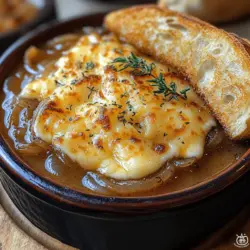 Classic French Onion Soup is a timeless dish that encapsulates comfort and culinary craftsmanship. Its rich flavors, expertly caramelized onions, and the indulgent layer of gooey melted cheese atop a toasted baguette make it a beloved staple in kitchens and restaurants alike. Whether served as an appetizer or a main course, this soup is perfect for any occasion, providing warmth and satisfaction with every spoonful.