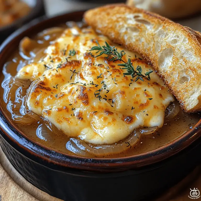 Classic French Onion Soup is a timeless dish that encapsulates comfort and culinary craftsmanship. Its rich flavors, expertly caramelized onions, and the indulgent layer of gooey melted cheese atop a toasted baguette make it a beloved staple in kitchens and restaurants alike. Whether served as an appetizer or a main course, this soup is perfect for any occasion, providing warmth and satisfaction with every spoonful.