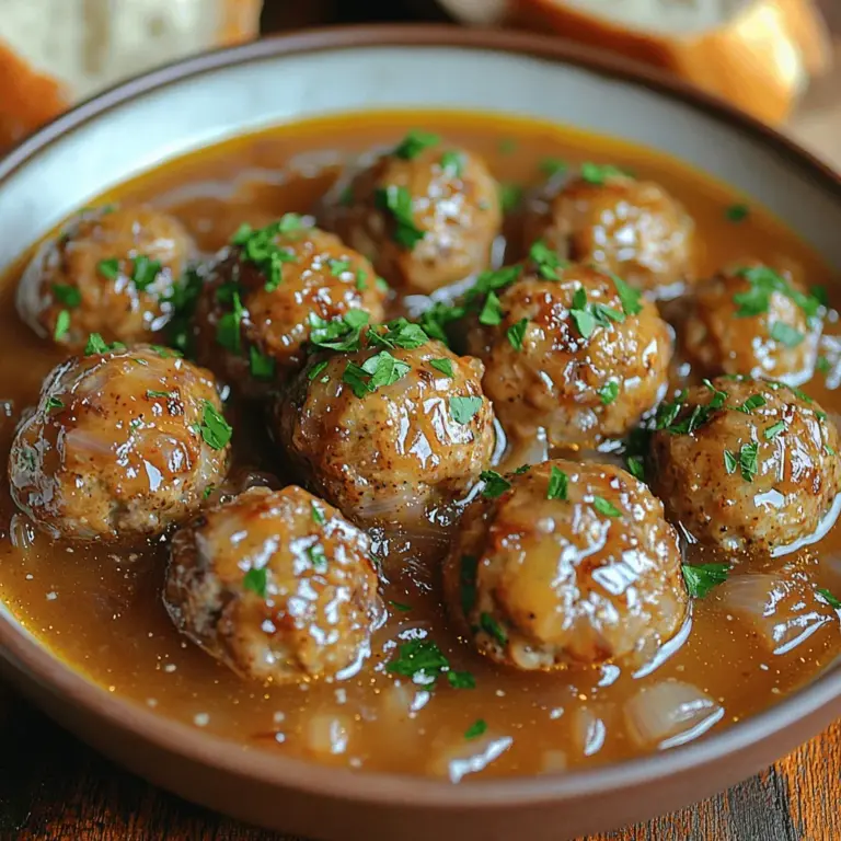 If you're searching for a dish that perfectly balances rich flavors and heartwarming comfort, look no further than French Onion Meatballs. This delightful fusion of classic French onion soup and savory meatballs creates an irresistible culinary experience that will leave your taste buds begging for more. Picture tender meatballs infused with the deep, caramelized sweetness of onions, all enveloped in a luscious, cheesy sauce. It’s the perfect comfort food for family dinners, gatherings, or any occasion that calls for a warming dish.