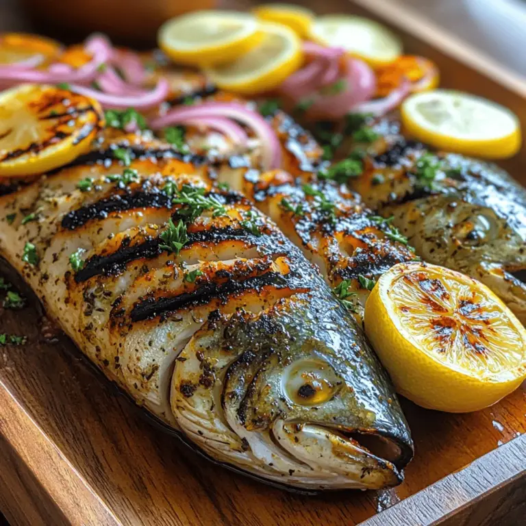 The Greek Style Grilled Fish is a culinary masterpiece that celebrates the vibrant flavors and fresh ingredients characteristic of Mediterranean cuisine. This dish is deeply rooted in Greece's rich culinary heritage, where seafood is not just a staple but a cultural symbol of the country's connection to the sea. The simplicity of the preparation, combined with the use of fresh herbs and the natural flavors of the fish, makes it a highlight of any meal, whether enjoyed at a seaside taverna or prepared at home.
