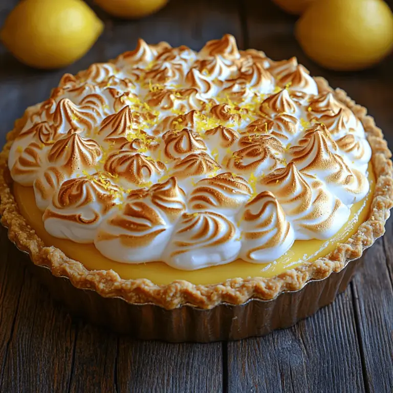 Lemon Meringue Pie is a timeless dessert that captivates taste buds with its harmonious blend of flavors and textures. The allure of this pie lies in its bright, tangy lemon filling that perfectly contrasts the sweet, fluffy meringue topping. The buttery crust adds a delightful crunch, making each bite a delightful experience. Whether served at a summer gathering or a holiday feast, this pie stands out as a crowd-pleaser, showcasing the beauty of homemade desserts.
