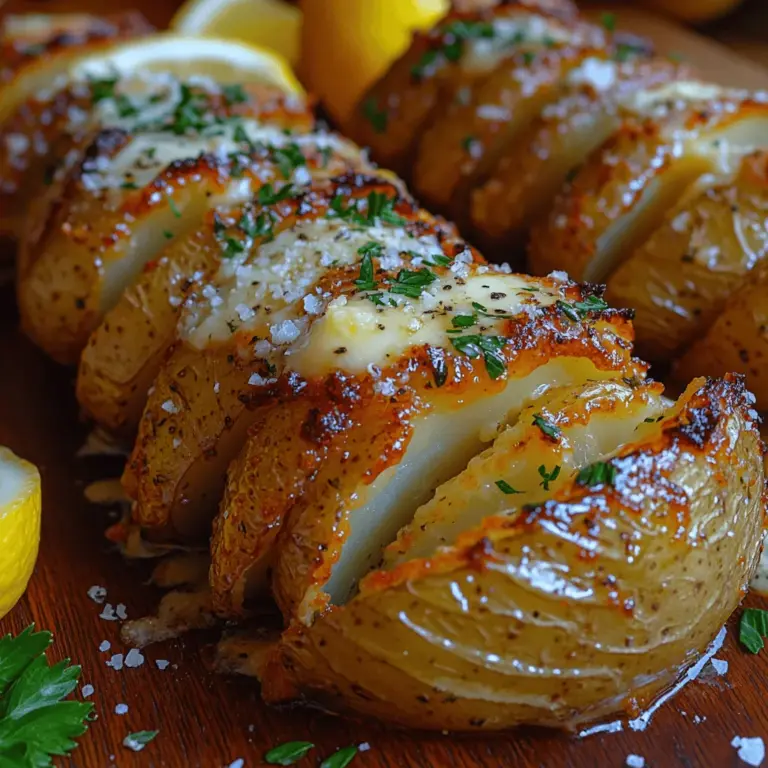 Garlic Butter Hasselback Potatoes are a delightful twist on a classic side dish that elevates any meal with their unique presentation and irresistible flavor. The technique of slicing the potatoes not only creates an eye-catching effect but also allows for maximum flavor infusion from the garlic butter and herbs. These potatoes are a perfect combination of crispy edges and tender, fluffy insides, making them a favorite among both home cooks and gourmet chefs. In this article, we will delve into the step-by-step process of creating these scrumptious potatoes, explore their culinary history, and discuss variations to suit your taste.