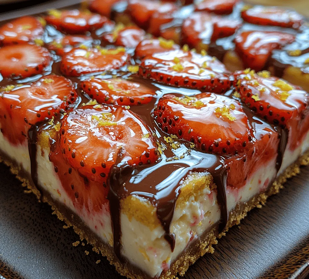 There’s a reason chocolate-covered strawberries are a quintessential choice for romantic evenings and festive celebrations alike. The combination of luscious chocolate and fresh strawberries creates a delightful treat that tantalizes the taste buds. Now, imagine taking that beloved flavor profile and transforming it into a rich and creamy dessert—Chocolate Covered Strawberry Cheesecake Bars. This innovative dessert captures the essence of both chocolate-covered strawberries and traditional cheesecake, offering a mouthwatering experience that delights in every bite.