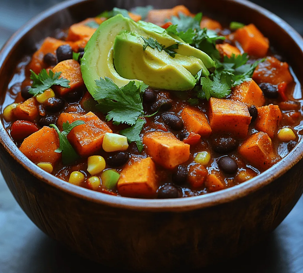 Chili is one of those comforting dishes that can warm you up on a cold day and satisfy your hunger with its hearty ingredients. The <strong>Spicy Sweet Potato Black Bean Chili</strong> is a delightful twist on traditional chili recipes, bringing together the natural sweetness of sweet potatoes and the robust flavor of black beans. This dish is not only delicious but also incredibly versatile, making it an ideal meal for various dietary preferences, including vegan and gluten-free diets.” /></p>
</p>
<h3>Incorporating Liquids: The Role of Broth and Tomatoes</h3>
</p>
<p>To craft the perfect Spicy Sweet Potato Black Bean Chili, the choice and balance of liquids are crucial. Start by adding vegetable broth, which forms the base of your chili, imparting a rich flavor while keeping it plant-based. Opt for low-sodium broth to control the overall saltiness of the dish. Next, canned diced tomatoes (with their juices) are a must. They provide acidity and depth, complementing the sweetness of the potatoes and the earthiness of the beans.</p>
</p>
<p>When incorporating these liquids, aim for a balance that achieves the right consistency. A thicker chili is often desired, so adding liquid gradually is key. Start with about 2 cups of broth and adjust as necessary. If you find your chili too thick, add a splash more broth or water; if it’s too soupy, let it simmer uncovered to reduce excess liquid.</p>
</p>
<h3>Simmering to Perfection</h3>
</p>
<p><strong>Importance of Simmering: What It Does to the Ingredients</strong></p>
</p>
<p>Simmering is the heart of chili-making. This gentle cooking method allows flavors to meld while ensuring ingredients don’t break down too quickly. As your chili simmers, the sweet potatoes become tender and creamy, and the spices bloom, creating a rich tapestry of flavors. Aim for a low and steady simmer; this will coax out the sweetness from the sweet potatoes and allow the spices to develop fully.</p>
</p>
<p><strong>Tips for Ensuring Sweet Potatoes are Perfectly Tender</strong></p>
</p>
<p>To ensure your sweet potatoes are cooked perfectly, cut them into evenly sized cubes—about 1-inch pieces. This consistency helps them cook uniformly. Add the sweet potatoes to the pot once the broth and tomatoes are incorporated, and allow them to simmer for at least 20-30 minutes. Check for tenderness periodically by piercing a cube with a fork; it should go through easily but not turn mushy.</p>
</p>
<p><strong>Recommendations for Stirring and Monitoring During Cooking</strong></p>
</p>
<p>Stir your chili occasionally to prevent sticking and ensure even cooking. Monitoring the simmering process is essential; if the chili begins to bubble too vigorously, reduce the heat. Adjusting the temperature will help maintain that ideal simmer without compromising the texture of your ingredients.</p>
</p>
<h3>Final Touches and Serving Suggestions</h3>
</p>
<p><strong>How to Incorporate Beans and Corn for the Best Texture</strong></p>
</p>
<p>Once the sweet potatoes are tender, it’s time to add the star ingredients—black beans and corn. Canned black beans, drained and rinsed, are a great addition, providing protein and fiber. For the corn, frozen or fresh can work beautifully; if using frozen, add it directly to the pot and let it warm through. Stir gently to combine, allowing the beans to heat up without breaking apart.</p>
</p>
<p><strong>The Impact of Lime Juice on Flavor Brightness</strong></p>
</p>
<p>After everything is in the pot and heated through, squeeze fresh lime juice into the chili. This brightens the dish, enhancing the flavors and balancing the sweetness of the potatoes. A tablespoon or two should suffice, but feel free to adjust to your taste. Lime juice not only enhances flavor but also adds a refreshing note that complements the spices.</p>
</p>
<p><strong>Presentation Tips: Garnishing with Cilantro and Avocado</strong></p>
</p>
<p>Presentation is key to an enticing meal. Serve your chili in a bowl and garnish with chopped fresh cilantro and diced avocado. The cilantro adds a fresh, herbal note, while avocado provides creaminess that pairs well with the chili’s heat. For an extra touch, consider adding a dollop of vegan sour cream or a sprinkle of cheese for non-vegan options.</p>
</p>
<p><strong>Visual Appeal and Enhancing the Eating Experience</strong></p>
</p>
<p>A well-presented dish is more inviting. Consider serving the chili with a side of warm tortillas or over a bed of fluffy rice. The vibrant colors of the sweet potatoes, black beans, and garnishes create an inviting visual appeal that enhances the overall eating experience.</p>
</p>
<h3>Nutritional Insights</h3>
</p>
<p><strong>Breakdown of Nutritional Values per Serving</strong></p>
</p>
<p>This Spicy Sweet Potato Black Bean Chili is not only delicious but also packed with nutrients. Each serving (approximately 1 cup) contains around 250 calories, 10 grams of protein, 8 grams of fiber, and 2 grams of fat. It’s an excellent source of vitamins A and C, along with important minerals like potassium and magnesium.</p>
</p>
<p><strong>Discussion on Serving Size and Portion Control</strong></p>
</p>
<p>For optimal health benefits, serving sizes matter. A standard serving of chili can be filling, but if you’re pairing it with rice or tortillas, consider reducing the portion slightly to avoid excessive calories. The high fiber content will keep you satisfied, making it easier to control portion sizes.</p>
</p>
<p><strong>Comparison with Traditional Chili Recipes</strong></p>
</p>
<p>Compared to traditional meat-based chili recipes, this vegetarian option offers lower fat content and higher fiber, making it a healthier choice. The natural sweetness from sweet potatoes and the hearty texture from black beans provide a satisfying meal without relying on meat.</p>
</p>
<h3>Versatility of the Recipe</h3>
</p>
<p><strong>Suggestions for Ingredient Substitutions</strong></p>
</p>
<p>One of the best parts of chili is its versatility. If you want to switch things up, consider substituting different beans, such as kidney beans or pinto beans, depending on your preference. If sweet potatoes aren’t available, butternut squash or even regular potatoes can work well.</p>
</p>
<p><strong>Other Beans, Vegetables, and Spices That Can Be Used</strong></p>
</p>
<p>Feel free to experiment with different vegetables like bell peppers, zucchini, or carrots for added nutrition and flavor. As for spices, consider adding cumin, smoked paprika, or even a dash of cinnamon for an unexpected twist. Each of these additions can create unique flavor profiles that keep the dish exciting.</p>
</p>
<p><strong>Ideas for Serving: Pairing with Rice, Tortillas, or Salads</strong></p>
</p>
<p>This chili pairs wonderfully with a variety of sides. Serve it over a bed of quinoa or brown rice for a complete meal, or alongside tortilla chips for a fun appetizer. It also works as a filling in burritos or tacos, making it a versatile option for any occasion.</p>
</p>
<p><strong>Ways to Customize for Different Dietary Needs</strong></p>
</p>
<p>For those with gluten sensitivities, ensure that any broth or tortillas used are certified gluten-free. For a heartier texture, add more beans or grains, and for those looking to reduce carbs, try using cauliflower rice instead of traditional rice.</p>
</p>
<h3>Storing and Reheating</h3>
</p>
<p><strong>Proper Storage Methods for Leftovers</strong></p>
</p>
<p>If you have leftovers, store your chili in an airtight container in the refrigerator for up to five days. For longer storage, it can be frozen in a freezer-safe container for up to three months. Be sure to leave some space in the container for expansion as the chili freezes.</p>
</p>
<p><strong>Tips for Reheating Without Losing Flavor or Texture</strong></p>
</p>
<p>When reheating, do so gently on the stovetop or in the microwave. If reheating from frozen, allow it to thaw in the refrigerator overnight before warming. Add a splash of broth or water if the chili has thickened during storage, ensuring it retains its creamy texture.</p>
</p>
<p><strong>Suggestions for Using Leftovers in Other Dishes</strong></p>
</p>
<p>Leftovers can be repurposed in numerous ways. Use the chili as a filling for stuffed peppers, toss it into a breakfast burrito, or serve it over a baked potato. The options are endless, making it a practical recipe for meal prep.</p>
</p>
<h3>Conclusion</h3>
</p>
<p>This Spicy Sweet Potato Black Bean Chili is a delightful dish that provides both comfort and nutrition. With its vibrant flavors, hearty ingredients, and versatility, it appeals to a wide range of tastes and dietary preferences. Not only does it offer health benefits, but it also allows for creativity in the kitchen as you explore different variations and serving ideas.</p>
</p>
<p>Encouragement to try this recipe comes with the joy of cooking and sharing meals with loved ones. Whether you’re warming up on a chilly evening or hosting a gathering, this chili is sure to impress. So gather your ingredients, roll up your sleeves, and enjoy the process of creating something delicious!</p>
</div>