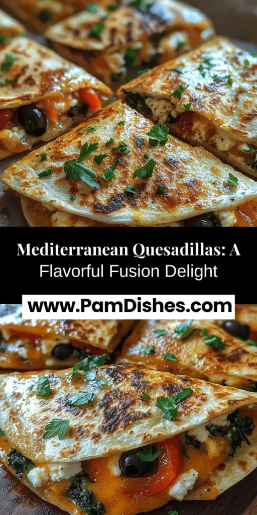 Discover the joy of Mediterranean Dream Quesadillas, a delectable fusion that combines the rich flavors of Mediterranean cuisine with the beloved quesadilla. This recipe features a mouthwatering filling of feta, mozzarella, roasted red peppers, black olives, and fresh spinach, all wrapped in a crispy tortilla. Perfect for busy weeknights or gatherings, these quesadillas are not only delicious but also nutritious, offering a creative twist on traditional dishes. Enjoy a taste of the Mediterranean in every bite!