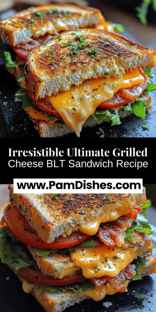 Discover the mouthwatering Ultimate Grilled Cheese BLT Sandwich that elevates a classic comfort food to new heights. Featuring crispy bacon, ripe tomatoes, and crunchy romaine lettuce, all layered between perfectly toasted sourdough and melted sharp cheddar cheese. This tantalizing fusion of flavors and textures is ideal for lunch, gatherings, or a quick dinner at home. Follow our step-by-step instructions and tips to create a delicious masterpiece that will impress every palate.