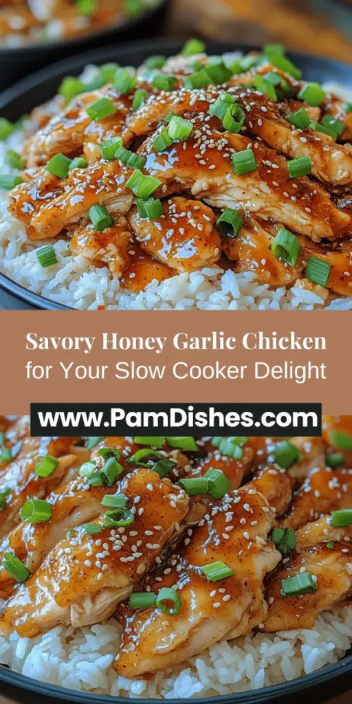 Discover the mouthwatering charm of sweet and savory slow cooker honey garlic chicken. This easy-to-make recipe marries the natural sweetness of honey with rich soy sauce, enveloping tender chicken thighs in a delicious sauce. Perfect for busy nights or family gatherings, this dish offers a delightful balance of flavors that will captivate everyone's taste buds. Serve it over rice or noodles for a satisfying meal that will become a staple in your kitchen. Whether you enjoy it spicy or mild, this versatile dish can be customized to suit your preferences, promising comfort and joy with every bite.