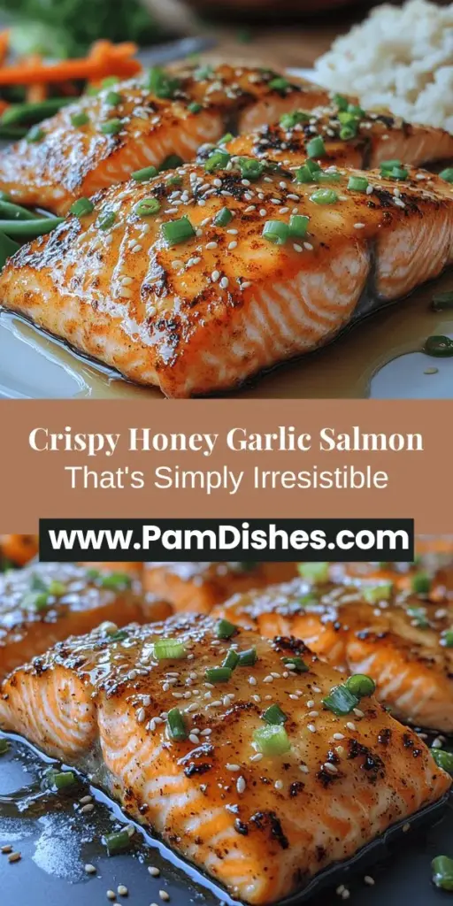 Discover the joy of cooking with this Perfectly Crispy Honey Garlic Salmon recipe that beautifully marries sweet and savory flavors. Ideal for both busy weeknights and special gatherings, this dish features succulent salmon enhanced by a luscious honey garlic sauce. Rich in omega-3 fatty acids and protein, it's a nutritious choice that doesn't compromise on taste. With its crispy skin and vibrant glaze, this recipe is sure to become a beloved staple in your home.