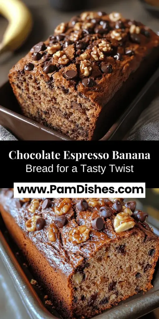 Indulge in the rich flavors of Chocolate Espresso Banana Bread, a delightful twist on a classic favorite. This recipe blends ripe bananas with cocoa and espresso, creating a moist and flavorful loaf perfect for any occasion, whether it's breakfast, a snack, or dessert. Discover the art of baking as you explore key ingredients, step-by-step instructions, and helpful tips to create this delicious treat. Elevate your baking skills while delighting everyone with this scrumptious bread!