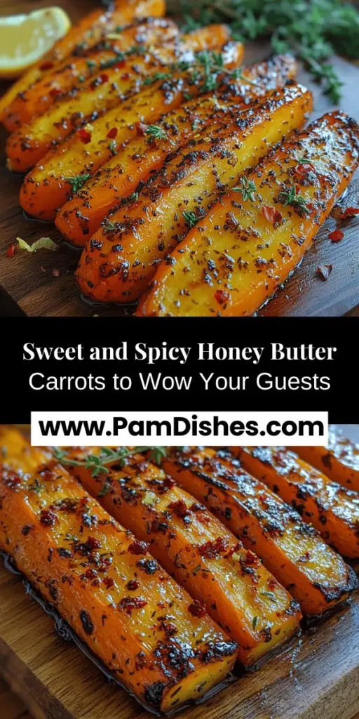 Discover the delicious blend of flavors in Sweet & Spicy Honey Butter Roasted Carrots! This vibrant side dish combines the natural sweetness of carrots with a buttery honey glaze and a kick of spice from red pepper flakes. Perfect for any occasion, it adds color and taste to your plate while being loaded with nutrients. Enjoy them alongside roasted chicken or as a healthy snack. Whip up this easy recipe and impress your family and guests alike!