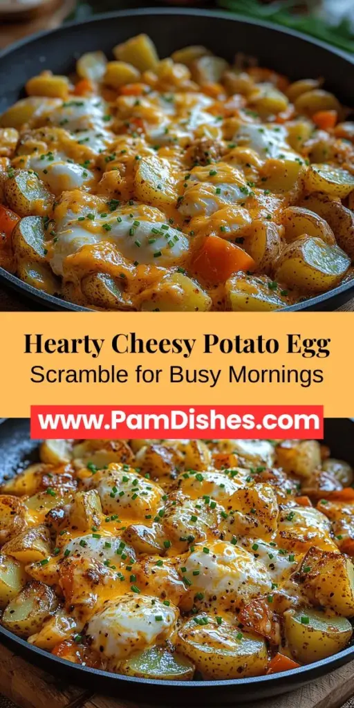 Start your day with the irresistible Cheesy Potato Egg Scramble, the perfect blend of fluffy eggs, tender potatoes, and rich, gooey cheese. This hearty breakfast dish is not only quick to prepare but also fully customizable to fit your dietary needs. Packed with protein and essential nutrients, it's a delicious way to kick-start your morning routine. In under 30 minutes, enjoy a comforting meal that promises to satisfy and energize you for the day ahead!