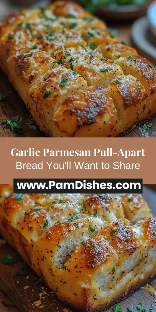Discover the deliciousness of homemade Garlic Parmesan Pull-Apart Bread, a perfect blend of warmth, flavor, and comfort. This easy-to-make recipe features a crusty bread filled with aromatic garlic butter and gooey Parmesan cheese, inviting everyone to tear into its heavenly goodness. Ideal for family gatherings or cozy nights in, this pull-apart bread is sure to be a hit! Get ready to indulge in the ultimate sharing experience while impressing your loved ones with every irresistible bite.