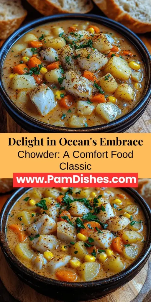 Discover the delicious world of chowder with Ocean's Embrace Chowder, a creamy, hearty soup that captures the essence of coastal cuisine. This recipe beautifully blends fresh seafood with vibrant seasonal vegetables, making it an indulgent yet nourishing dish. With a step-by-step guide, this chowder is easy to create, whether you're a seasoned cook or a beginner. Perfect for family meals or cozy nights, it's sure to warm your heart and satisfy your cravings. Dive into this culinary delight and savor the ocean's flavors!