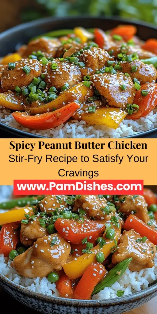 Discover the vibrant and flavorful Spicy Peanut Butter Chicken Stir-Fry, perfect for busy weeknights or a delicious meal prep option. With tender chicken thighs, crisp vegetables, and a rich peanut butter sauce, this dish combines spicy, savory, and nutty flavors for a delightful culinary experience. Easy to prepare and customizable, it’s a quick solution that will surely become a favorite. Serve over rice or quinoa for a nutritious and delicious meal.