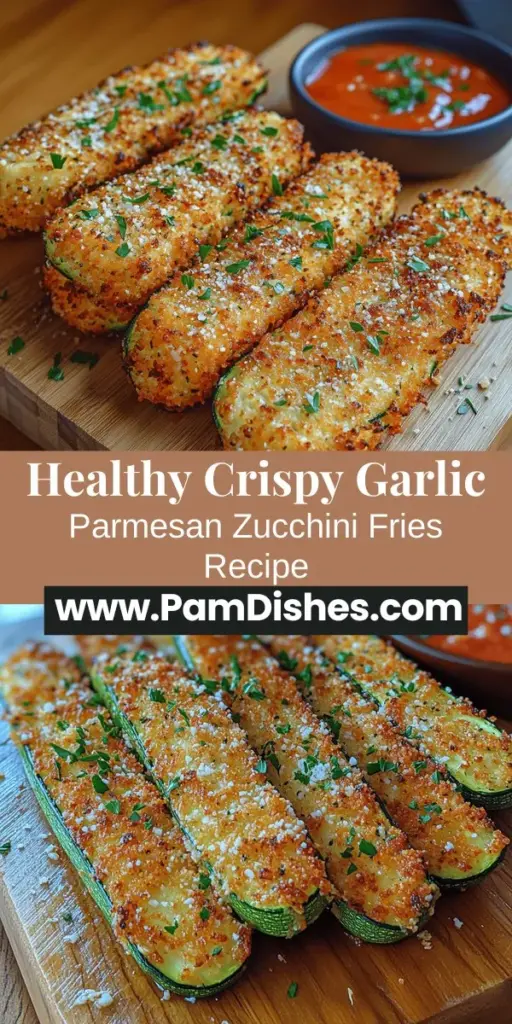 Discover the savory delight of crispy garlic Parmesan zucchini fries, a healthy snack that's both tasty and easy to make. These oven-baked fries satisfy your cravings while staying aligned with your health goals. Made with fresh zucchini, panko breadcrumbs, and a touch of Parmesan, they offer a satisfying crunch and rich flavor. Perfect for any occasion, these fries can be served as a side dish, appetizer, or guilt-free snack. Enjoy this deliciously light twist on a classic favorite!