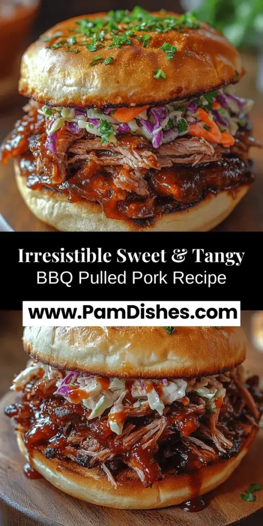 Discover the delightful world of Sweet & Tangy BBQ Pulled Pork, a comfort food classic that’s perfect for family dinners and gatherings. This recipe highlights tender pork shoulder, infused with a rich BBQ sauce made from apple cider vinegar, ketchup, brown sugar, and spices, creating a perfect balance of flavors. Served on soft buns with coleslaw and classic sides, this dish promises to elevate any meal. Dive into the preparation and enjoy the mouthwatering experience of BBQ pulled pork that's sure to impress!