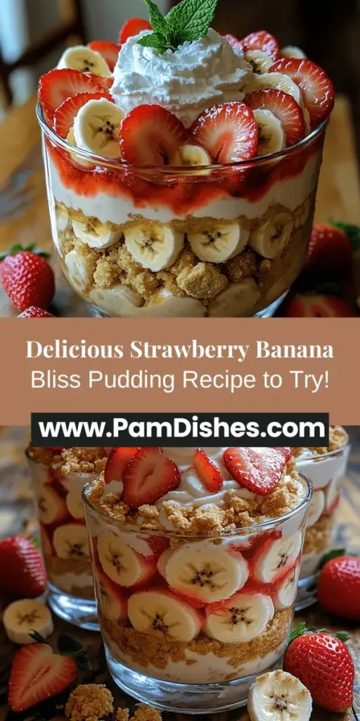 Discover the perfect summer treat with this Strawberry Banana Bliss Pudding recipe! Bursting with the sweet flavors of ripe bananas and fresh strawberries, this vibrant dessert is a delightful mix of creamy vanilla pudding and crunchy graham crackers. Easy to make, it can be customized with layers of fruit and topped with fluffy whipped cream. Ideal for hot days or festive gatherings, this pudding will impress everyone and quickly become a favorite in your dessert lineup.