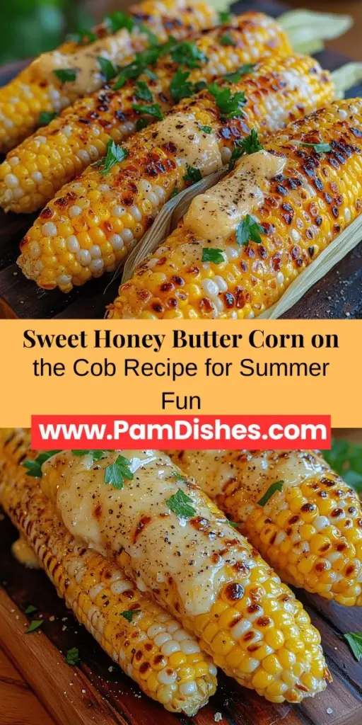 Elevate your summer gatherings with Sweet Honey Butter Corn on the Cob, a delicious twist on a classic favorite. Fresh corn meets a luscious blend of creamy butter and sweet honey, enhancing the natural flavors for a mouthwatering side dish. Perfect for barbecues, picnics, and family reunions, this recipe is easily customizable with optional spices and herbs. Enjoy the warmth of summer and the delightful taste of this irresistible treat!