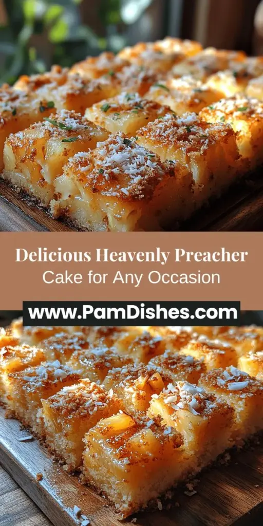Discover the deliciousness of Heavenly Preacher Cake, a beloved dessert that showcases the wonderful flavors of coconut, pineapple, and nuts. Perfect for any occasion, this moist cake is not only simple to make but also a crowd favorite at potlucks and family gatherings. Explore the history of this Southern classic and learn how to create this sweet treat that embodies community and joy. With easy steps and versatile ingredients, you'll impress everyone with a slice of tradition.