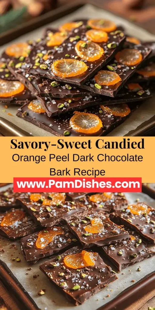 Experience the perfect blend of sweet and savory with Candied Orange Peel Dark Chocolate Bark. This delightful homemade treat combines the zesty brightness of candied orange peels with the rich depth of dark chocolate, creating a visually stunning dessert that tantalizes your taste buds. Not only does it taste divine, but it also offers health benefits thanks to the antioxidants in dark chocolate. Ideal for gatherings or as a personal indulgence, this bark is versatile and easy to make. Discover how to craft this gourmet treat with simple ingredients and elevate your dessert game today!