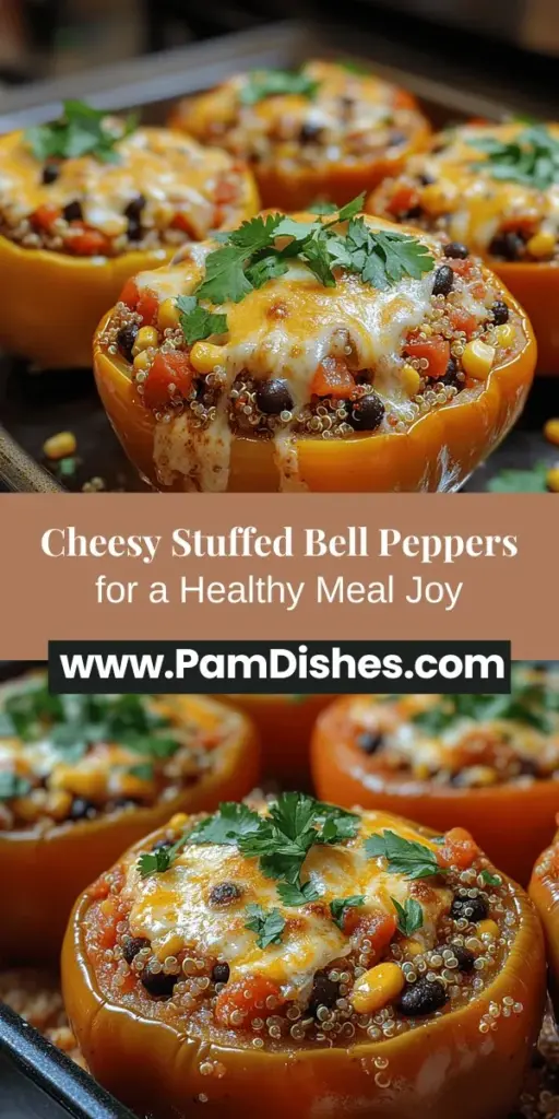 Discover the deliciousness of cheesy stuffed bell peppers, a vibrant meal that's both satisfying and healthy. This easy dish combines colorful bell peppers with a flavorful filling of quinoa, black beans, corn, and melted cheese, making it perfect for any diet. Packed with essential nutrients, these peppers are not only a feast for the eyes but also a nourishing option for quick family dinners. Explore variations and make it your own for a delightful twist on a classic recipe.