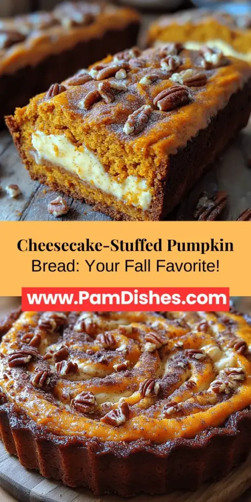 Embrace the flavors of fall with Cheesecake-Stuffed Pumpkin Bread, a delightful blend of spiced pumpkin bread and creamy cheesecake filling. This recipe combines two autumn favorites into one irresistible treat that's perfect for holiday gatherings, cozy brunches, or a comforting snack. Easy to make and incredibly satisfying, each slice offers a warm, sweet escape that’s sure to impress family and friends. Get ready for an unforgettable baking experience that celebrates the season!