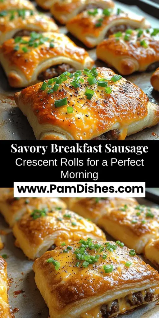 Discover the delight of Savory Breakfast Sausage Crescent Rolls, a perfect morning treat! These easy-to-make rolls combine flaky, buttery crescent dough with a delicious filling of seasoned sausage, melted cheese, and optional green onions for added freshness. They're ideal for breakfast, brunch, or snacks, and can be customized to suit your taste. Enjoy warm from the oven and pair with your favorite sides for a satisfying meal that everyone will love.