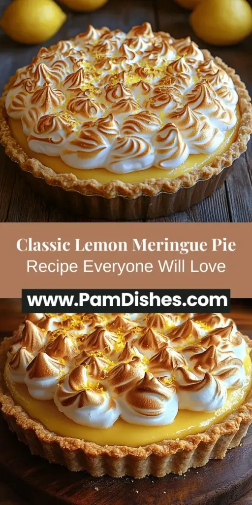 Discover the joy of baking with this Ultimate Lemon Meringue Pie recipe, a classic dessert that combines tangy lemon filling with a fluffy meringue topping over a buttery crust. This pie is a crowd-pleaser, perfect for any occasion, whether it's a summer picnic or a holiday gathering. With a rich history and timeless appeal, making this pie at home allows you to enjoy fresh ingredients and the satisfaction of crafting a beautiful dessert from scratch. Dive into the step-by-step instructions and experience the delightful harmony of flavors in every bite.