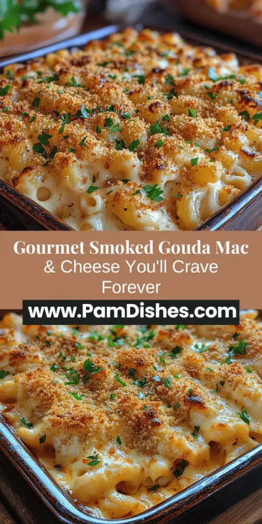 Discover a new twist on a classic comfort dish with our Smoked Gouda Mac & Cheese Delight. This gourmet recipe elevates traditional mac and cheese by incorporating the rich, smoky flavor of Gouda, combined with sharp cheddar and Gruyère for a creamy, satisfying experience. The crispy panko topping adds the perfect textural contrast. Ideal for family gatherings or cozy nights in, this dish will impress and become a staple in your culinary repertoire. Enjoy each delicious bite!
