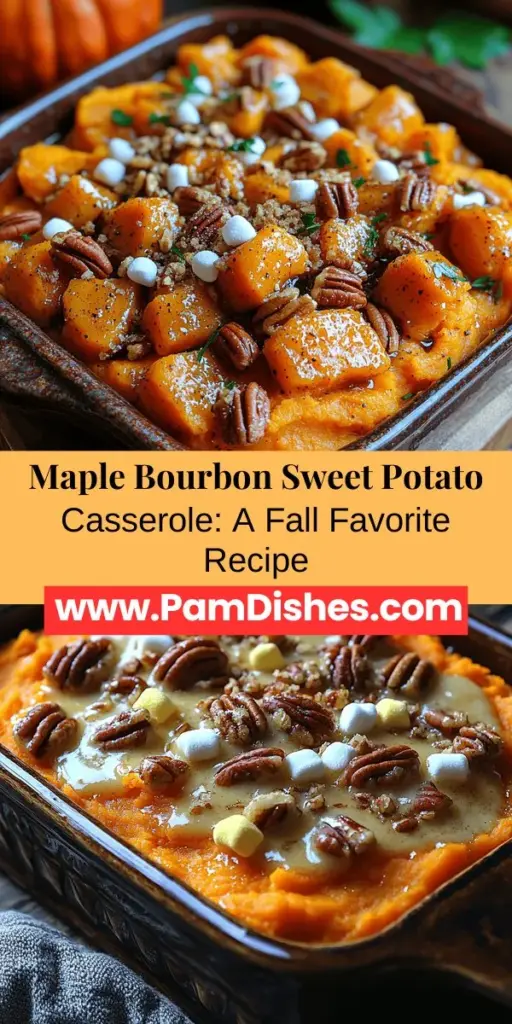 Embrace the flavors of fall with this Maple Bourbon Sweet Potato Casserole, a delightful dish perfect for any gathering. Combining creamy sweet potatoes with rich maple syrup and a touch of bourbon, this casserole offers a unique twist on a classic favorite. Topped with crunchy pecans, it's not only scrumptious but also visually appealing. Ideal for holiday feasts or cozy dinners, this recipe will warm hearts and create cherished memories around the table.